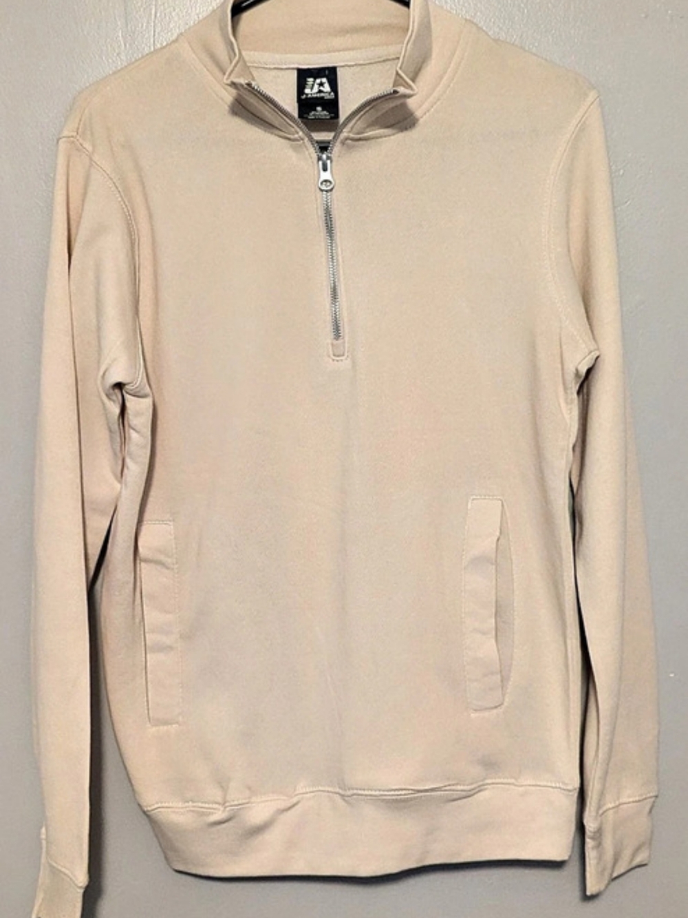J America Triblend Fleece Quarter-Zip Pullover Sweatshirt Size Small
